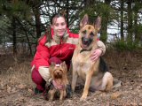 On walk with friend - owner of Churchil Connan Bohemia. From left Jitka, Shira, Megy.